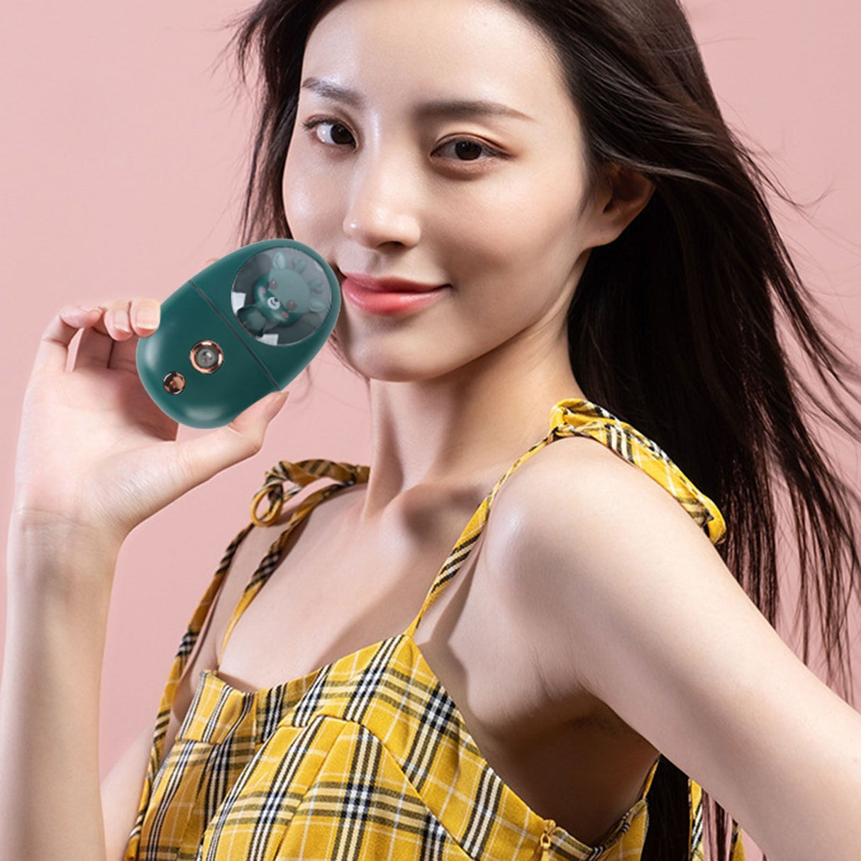 Cute Animal Facial Mist Sprayer USB Rechargeable Mini Eye Face Humidifier for Travelling 35ml 500mah Green