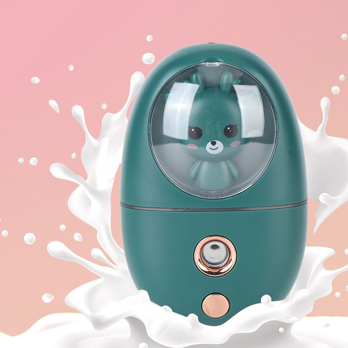 Cute Animal Facial Mist Sprayer USB Rechargeable Mini Eye Face Humidifier for Travelling 35ml 500mah Green