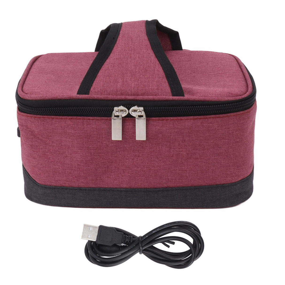 Portable Electric Lunch Box Food Heater USB Constant Heating Insulation Bag Heated Lunch Box Bag Wine Red