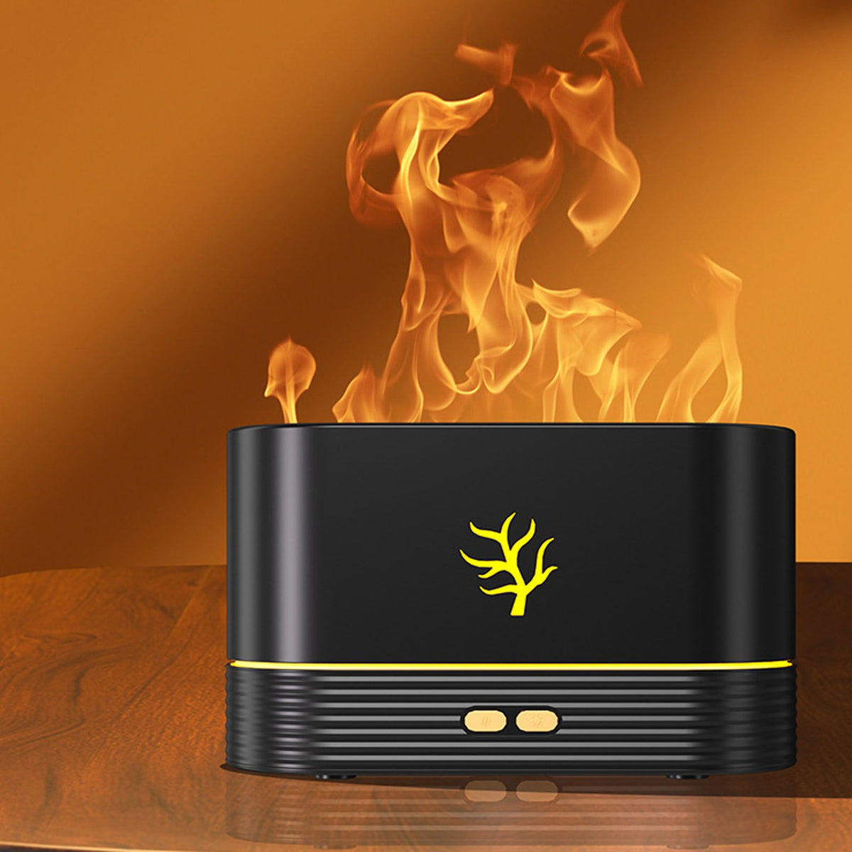 Colorful Flame Air Aroma Diffuser Humidifier Mini Noiseless Essential Oil Diffuser for Home Office Black