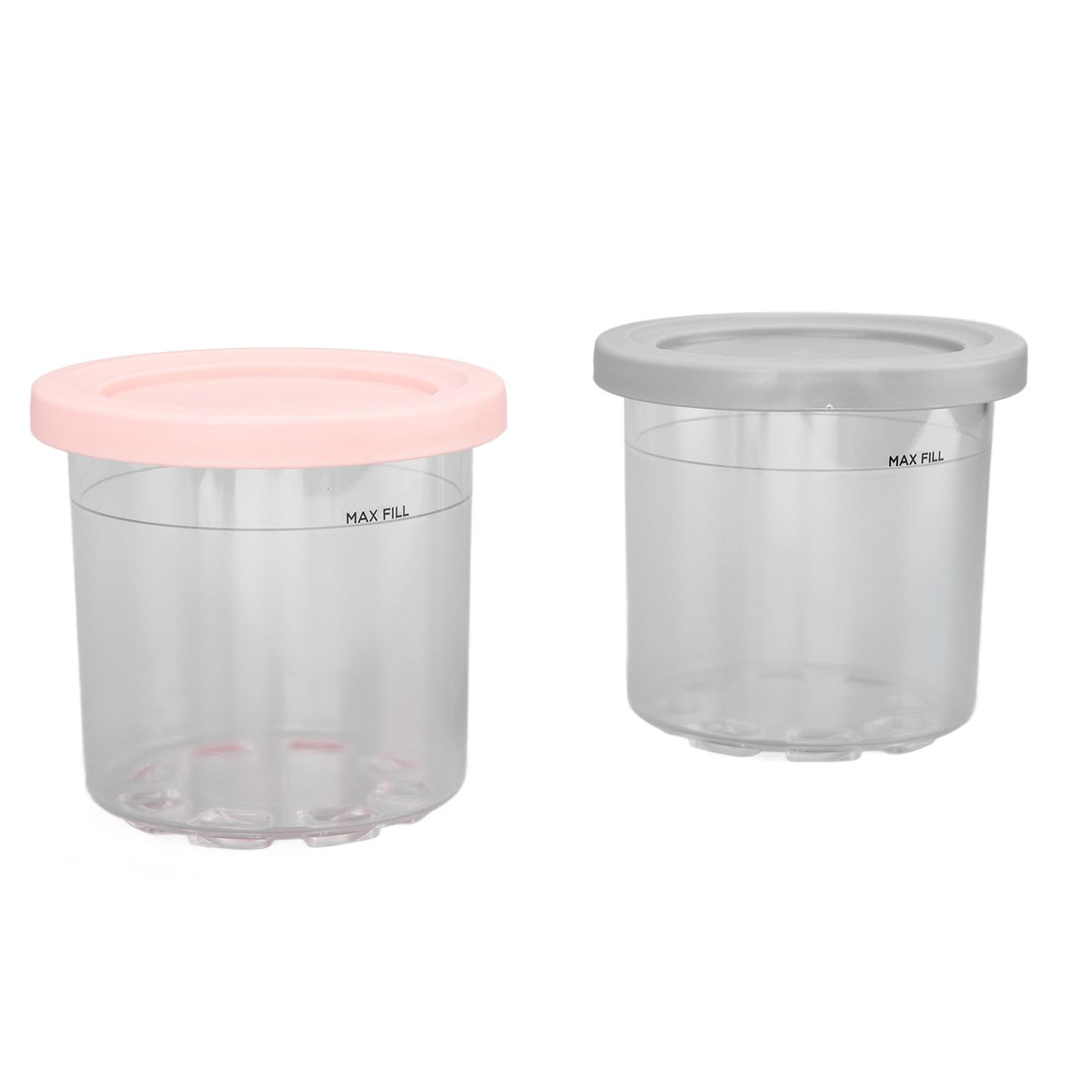 2PCS Ice Cream Pints Cup 600ml Ice Cream Container Storage Jar for Ninja NC299AMZ NC300s Grey and Pink