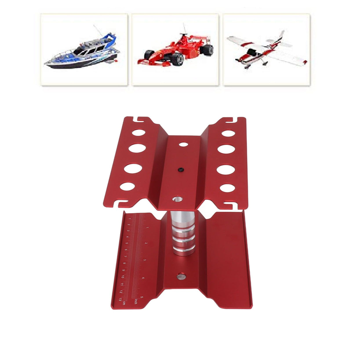 RC Car Work Stand Aluminum Repair Workstation Model Repair Table With Accurate Scale 360 Degree Rotation Red
