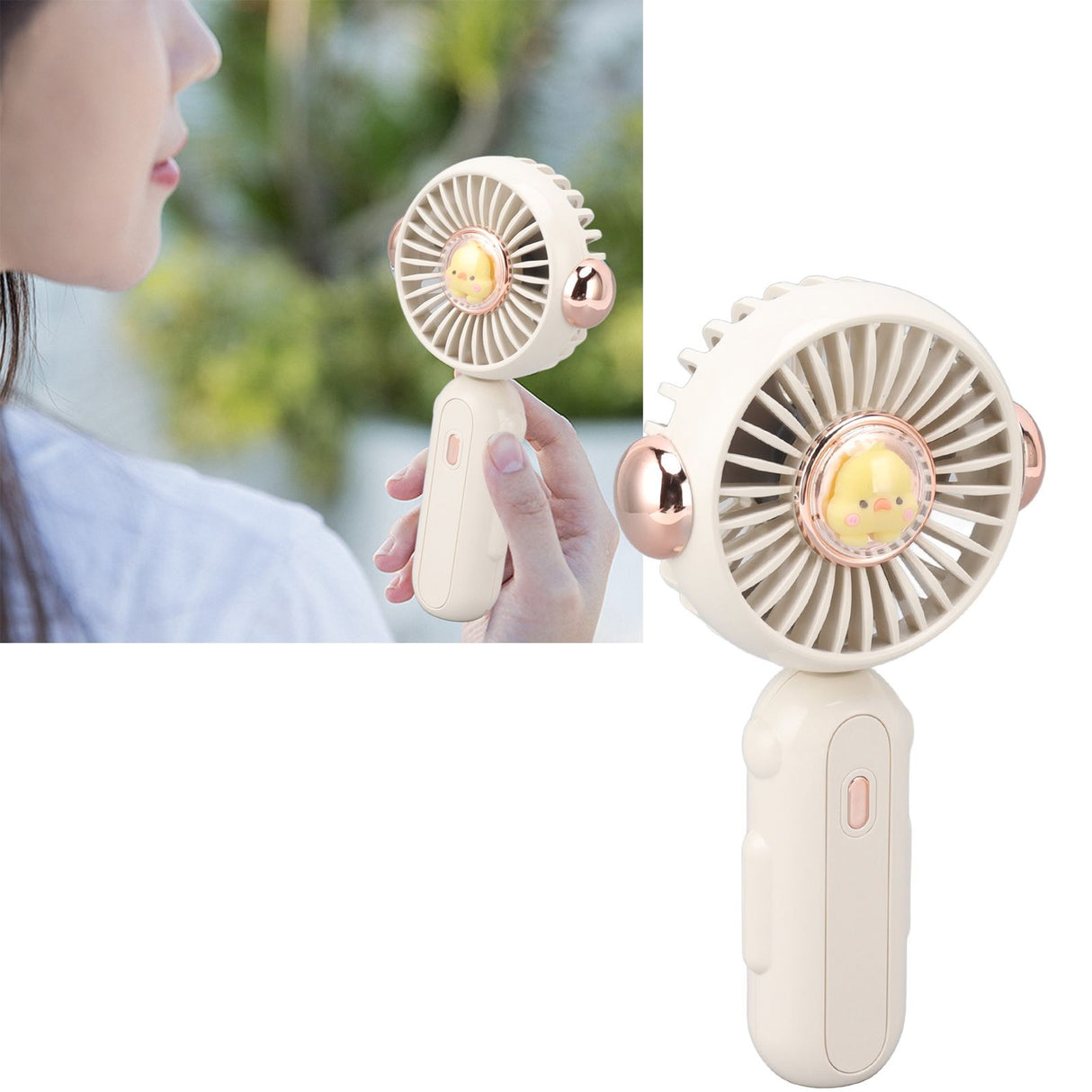 Foldable Mini Fan Cute Lightweight 900mAh Adjustable Low Noise Handheld Fan for Summer White