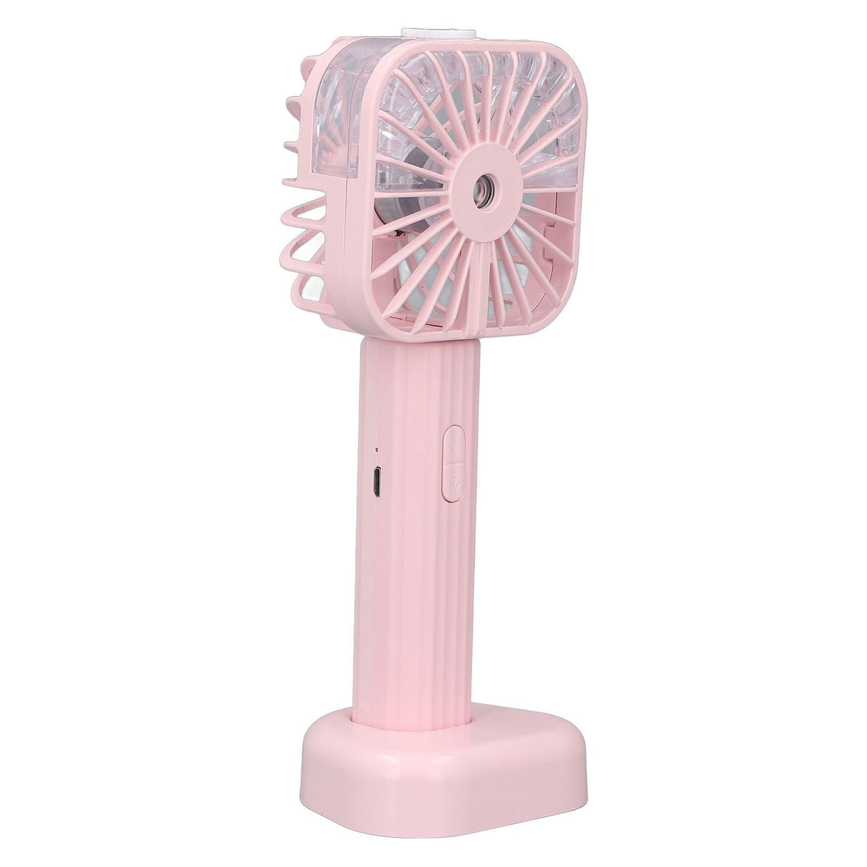 Hand Held Misting Fan Portable Battery Operated USB Rechargeable Quiet Spray Cooling Fan for Travel Outdoors Pink