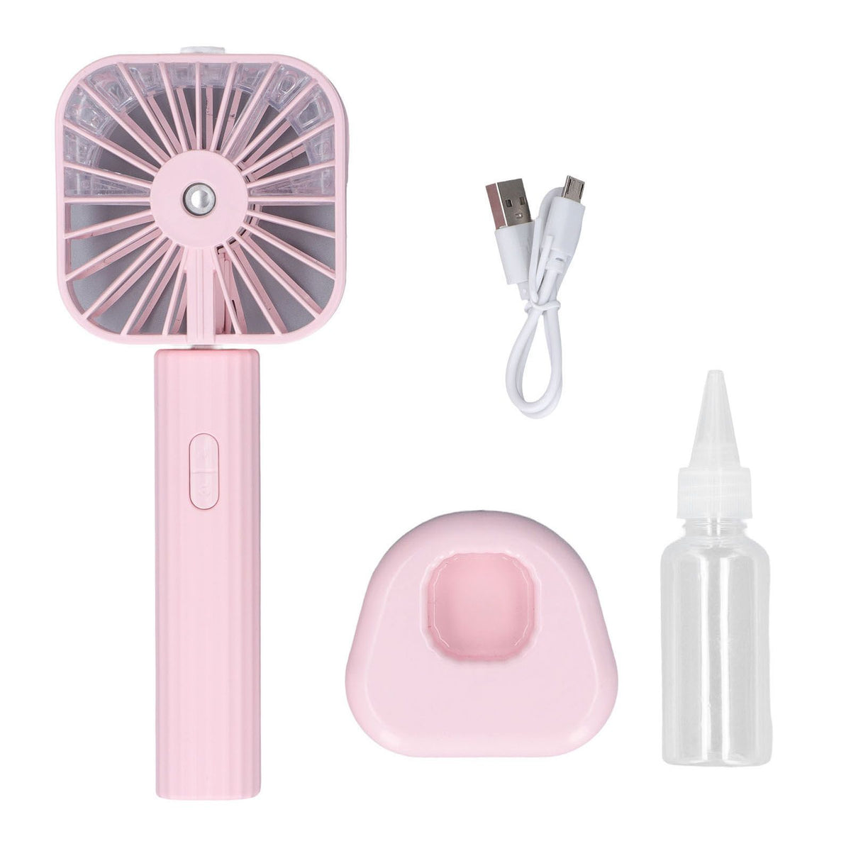Hand Held Misting Fan Portable Battery Operated USB Rechargeable Quiet Spray Cooling Fan for Travel Outdoors Pink