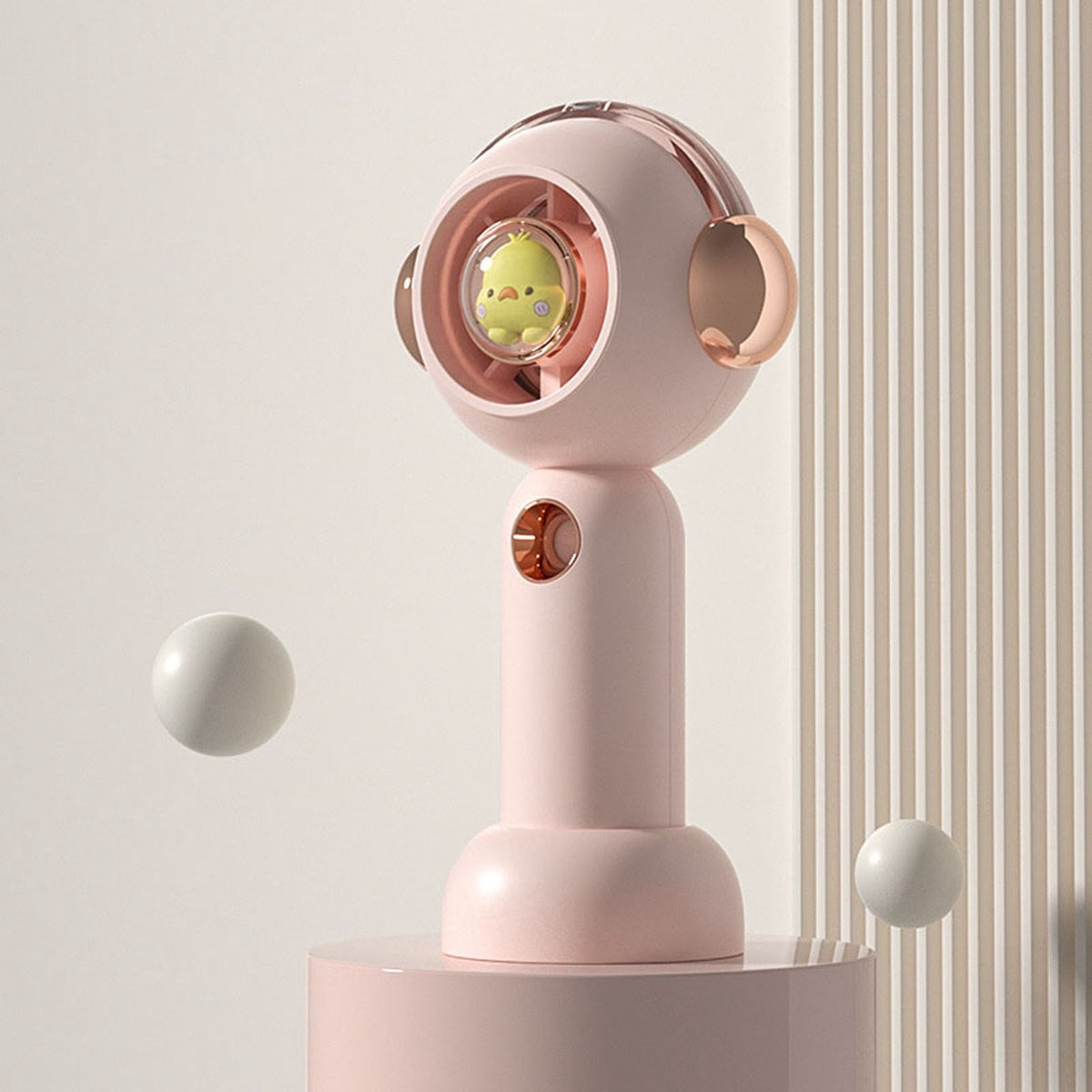 Portable Handheld Misting Fan Cute Cartoon USB Rechargeable Personal Fan for Outdoor Indoor Pink