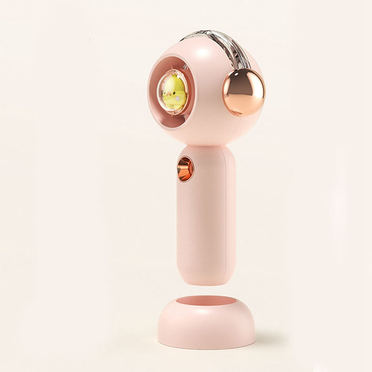 Portable Handheld Misting Fan Cute Cartoon USB Rechargeable Personal Fan for Outdoor Indoor Pink