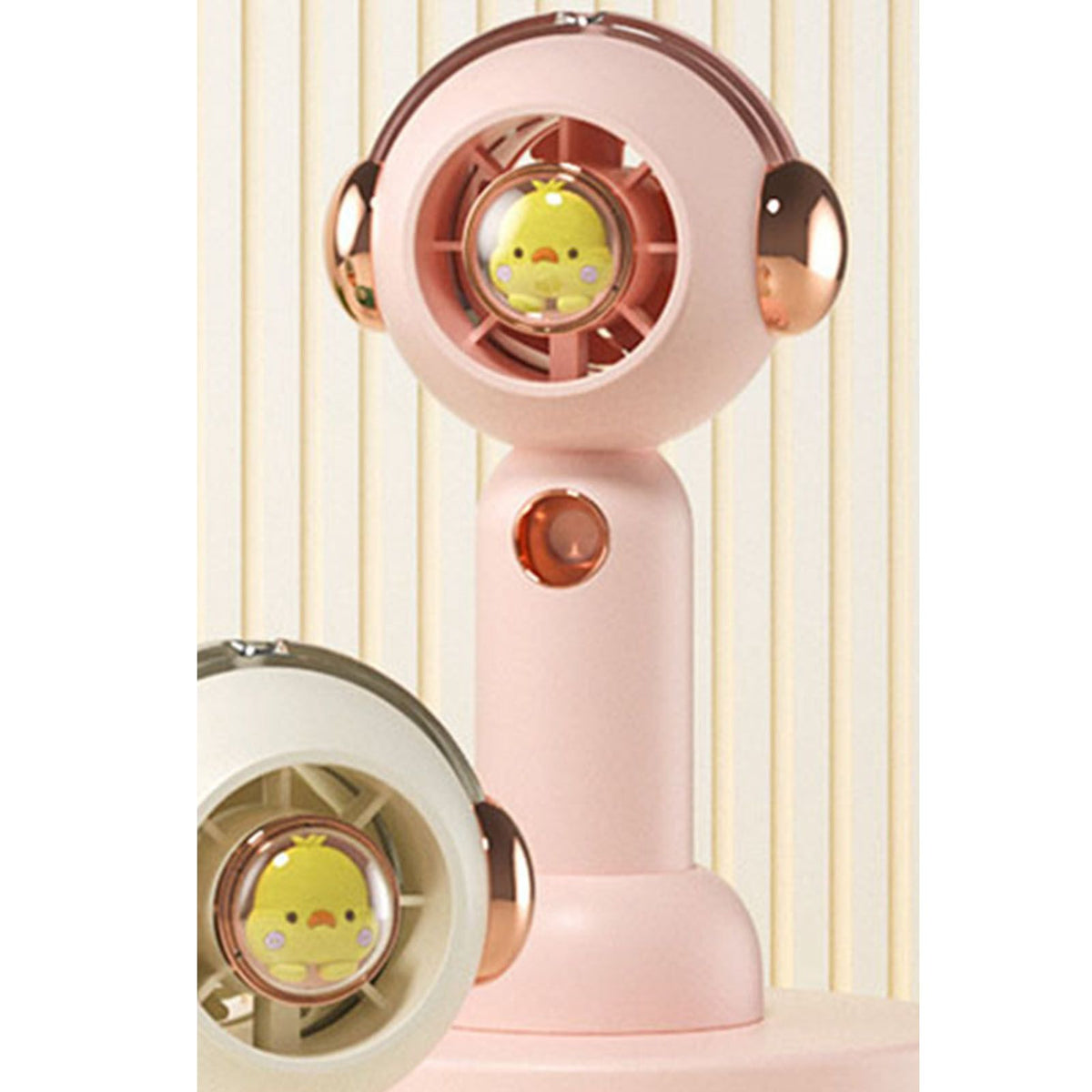 Portable Handheld Misting Fan Cute Cartoon USB Rechargeable Personal Fan for Outdoor Indoor Pink