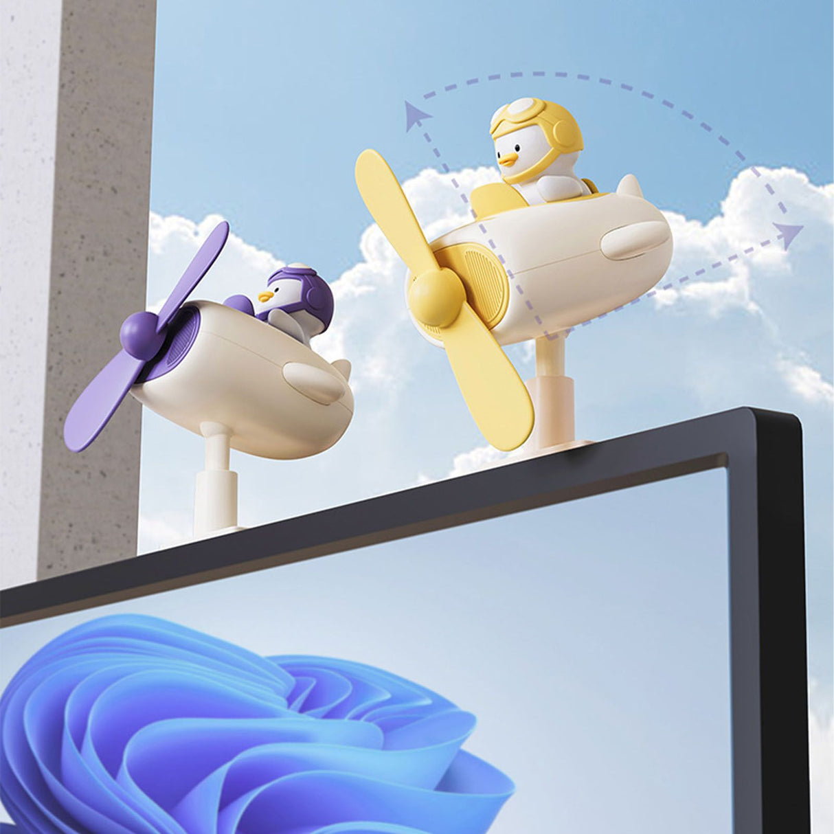 Clip On Fan Portable Small Fan with Cord Powered Small Fan with Sturdy Clamp Mini Table Fan Personal Desk Fan Duck Shape Yellow