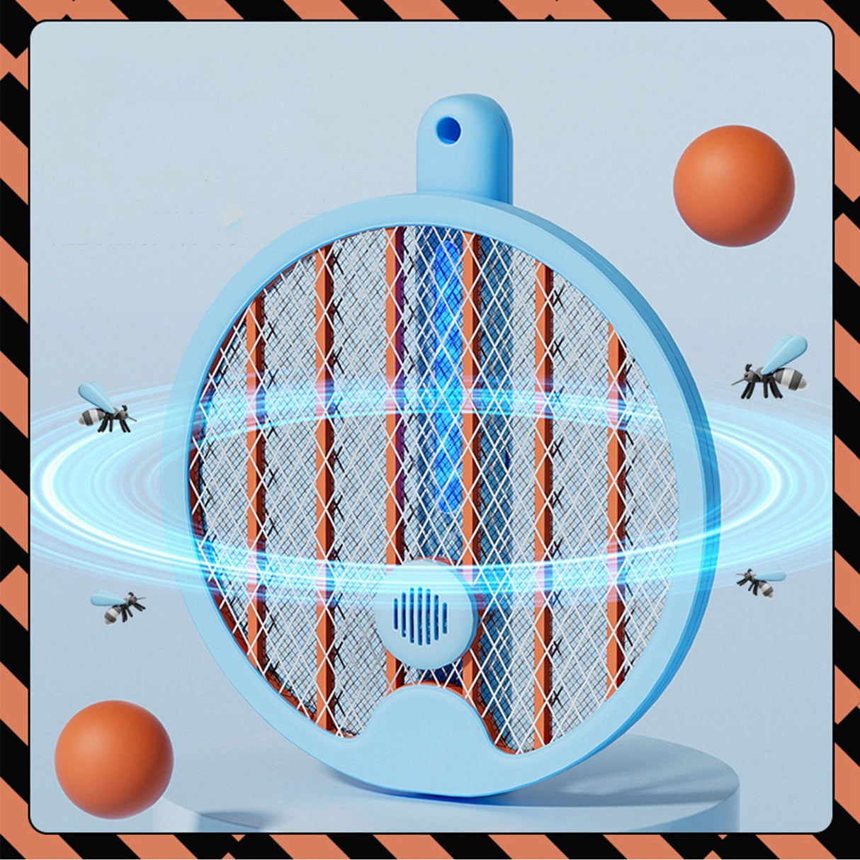 Electric Fly Swatter Racket 4 in 1 Automatic Portable Handheld Electric Fly Racket Bedroom Backyard Patio Camping Sky Blue