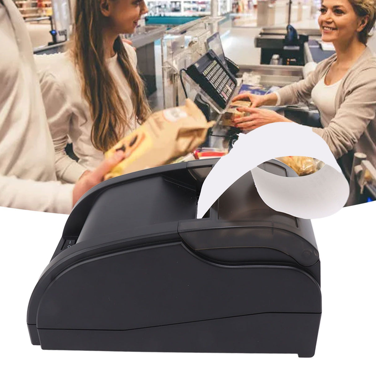 Compact Portable Bluetooth Thermal Receipt Printer 48mm Thermal Receipt Printer Automatic Delivery Order Receiving Bluetooth Ticket Machine 110‑240V AU Plug