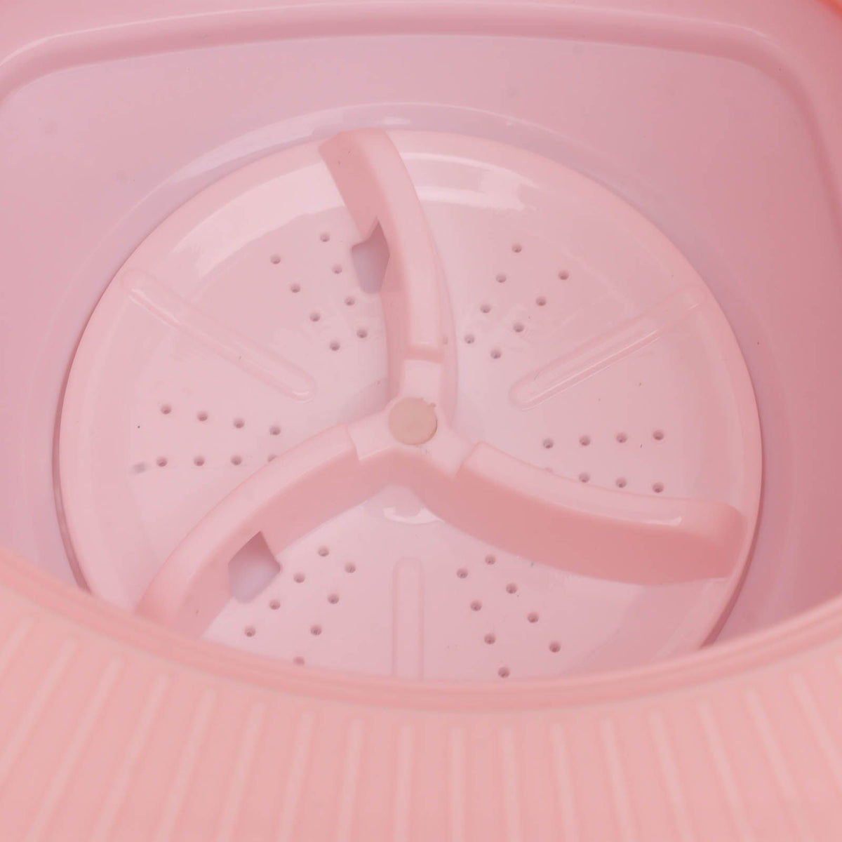 6.5L Washing Machine Folding Portable Automatic Deep Cleaning Wash and Spin Dry Washer with Water Tube 100‑240V Pink AU Plug