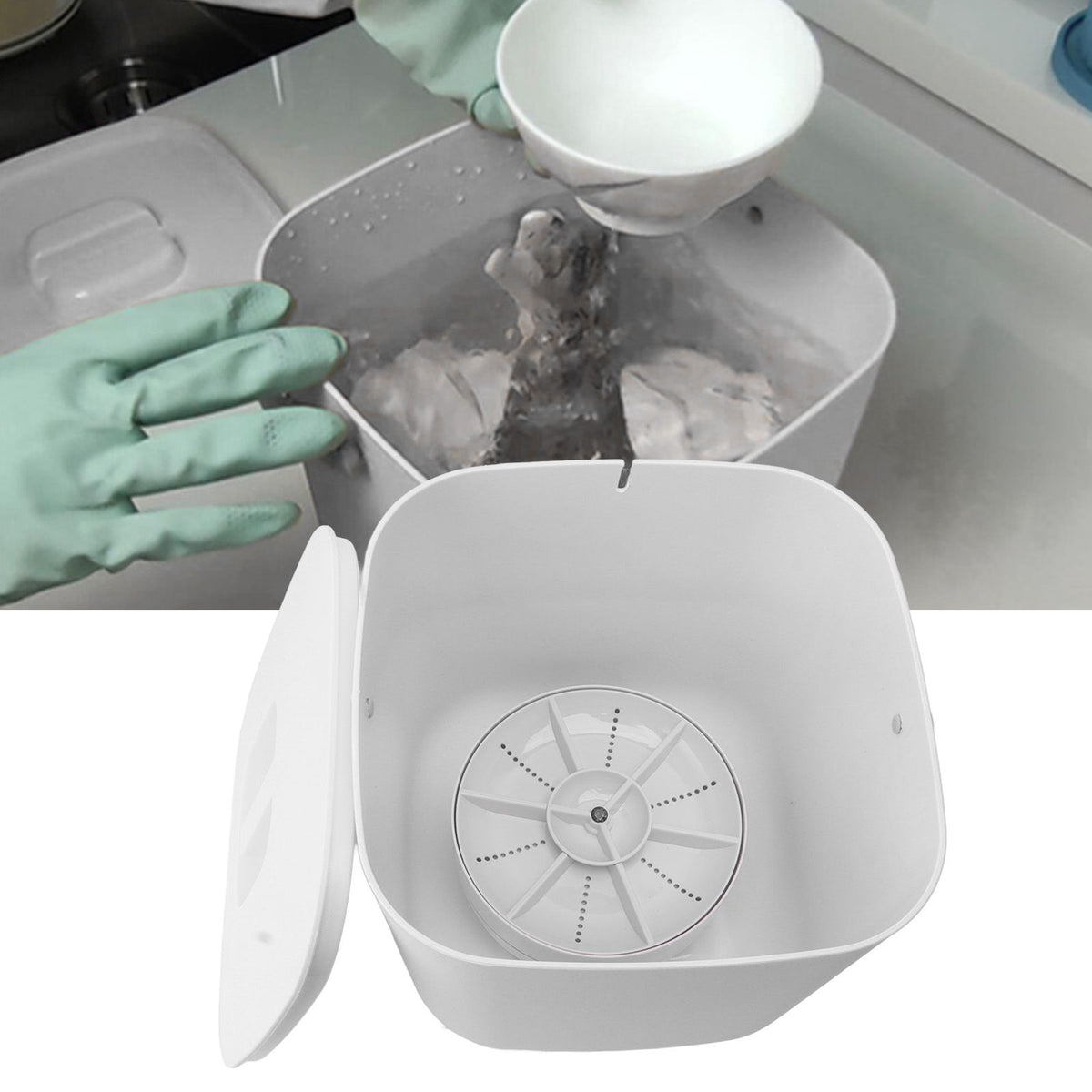 Mini Dishwasher 18W 8.5V 2A 2000mah Portable Countertop Dishwasher for Dishware Fruit Vegetable White