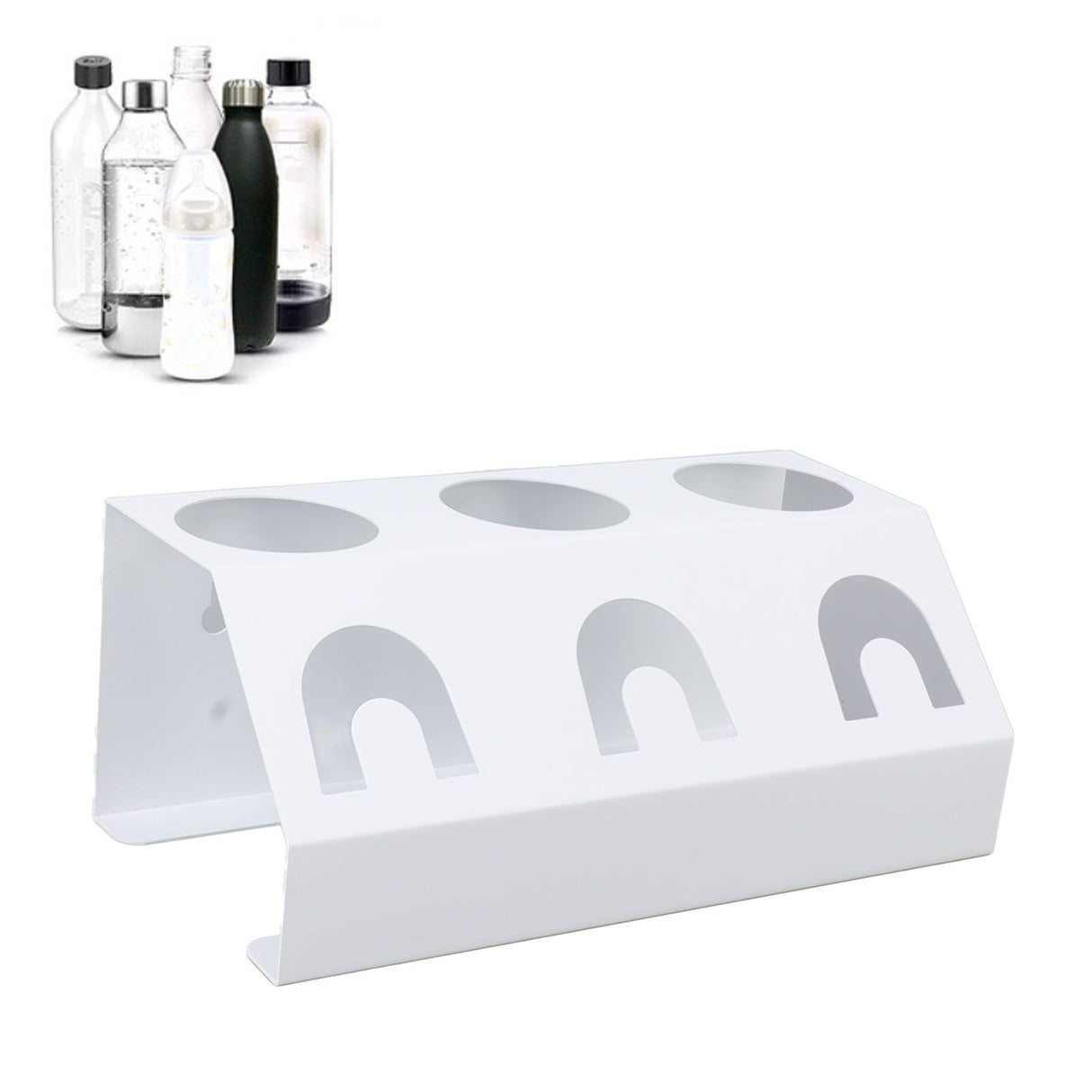 Soda Bottle Holder 3 Holes Soda Bottle Draining Stand Soda Accessories With Silicone Pad White