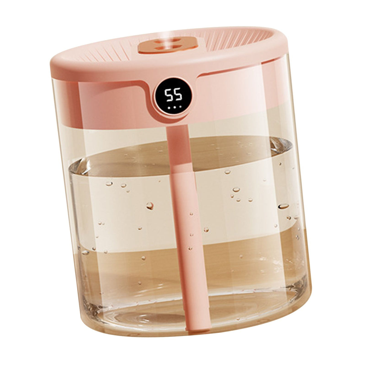 2L Double Nozzle Air Humidifier USB Double Jet Humidifier with LCD Humidity Display Large Capacity Aroma Oil Diffuser for Home Bedroom Pink