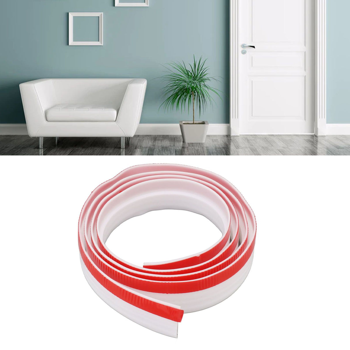Under Door Draft Stopper TPE Thickening Self Adhesive Windproof Dustproof Noise Insulation Under Door Sweep Seal 6.6ft White