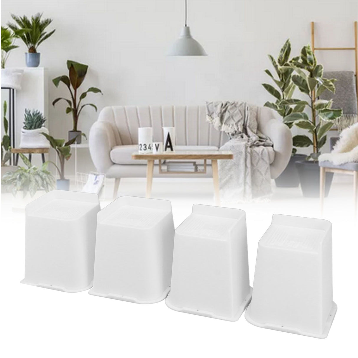 4 Pcs Furniture Risers 6 Inch Raise Trapezoid L Shape Top Anti Slip Bed Sofa Risers Furniture Leg Extender