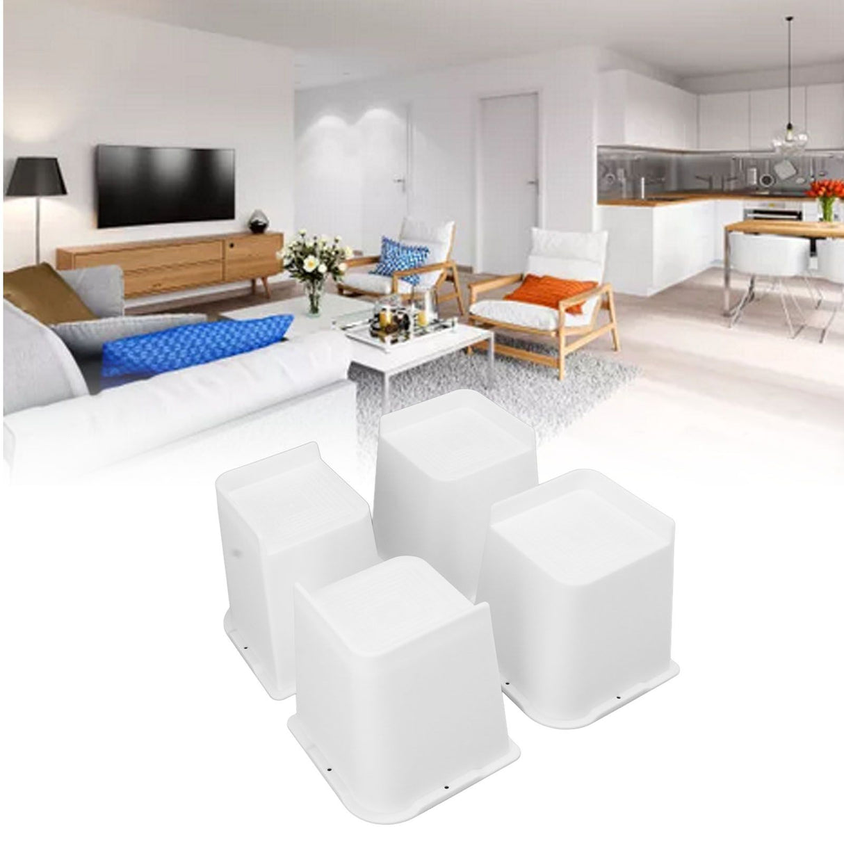 4 Pcs Furniture Risers 6 Inch Raise Trapezoid L Shape Top Anti Slip Bed Sofa Risers Furniture Leg Extender
