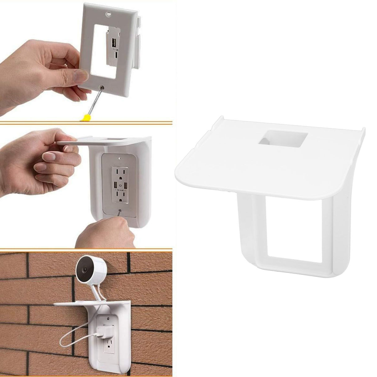 Wall Mounted Outlet Shelf ABS Hole Design Simple Power Charger Shelf Phone Charging Holder