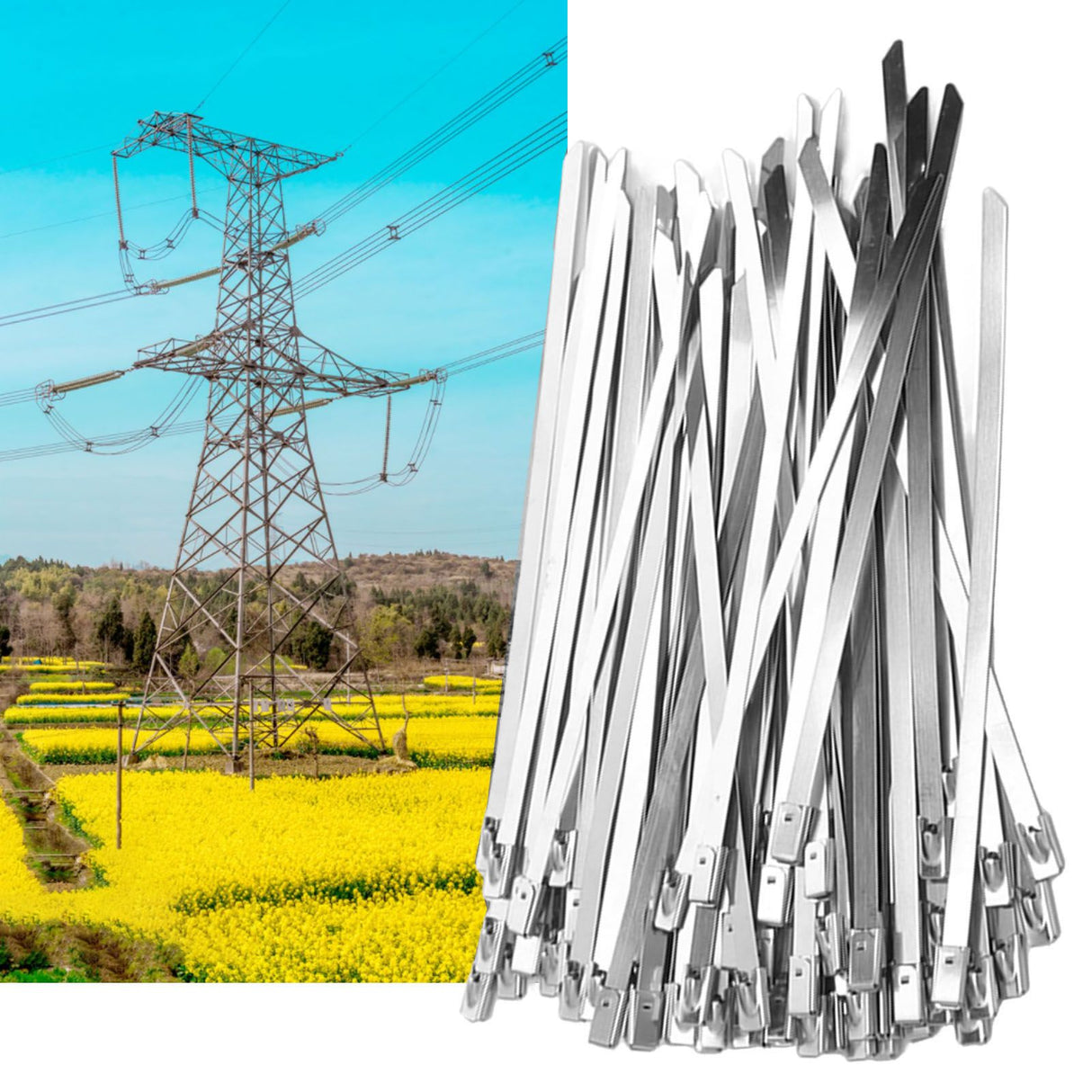 100Pcs Cable Tie Stainless Steel Hose Zip Tie Self Locking Set Kit for Wire Line Type A