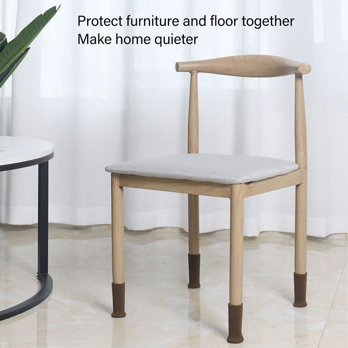 20Pcs Chair Leg Protector Table Furniture Cap Covers Prevent Scratches Noise Free Thickened Knitted Floor Pad Set Brown