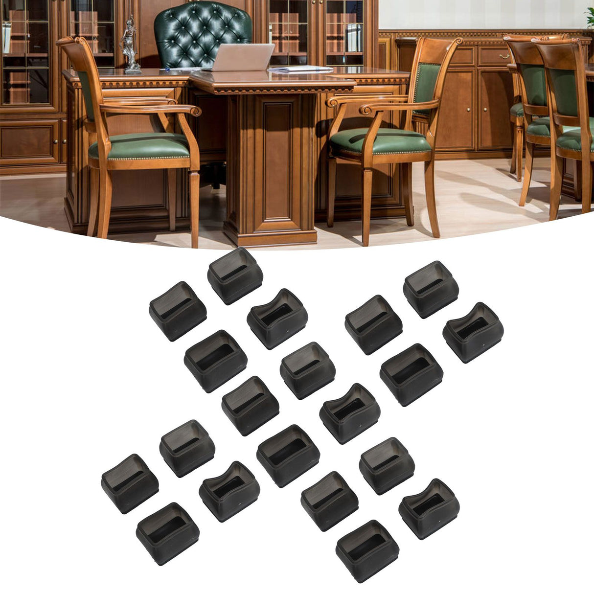 20 Pcs Chair Leg Floor Protector Rectangular Transparent Black Felt Mat Scratch Proof Reduce Noise Table Leg Cover S