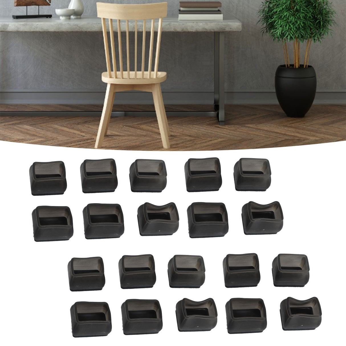 20 Pcs Chair Leg Floor Protector Rectangular Transparent Black Felt Mat Scratch Proof Reduce Noise Table Leg Cover S