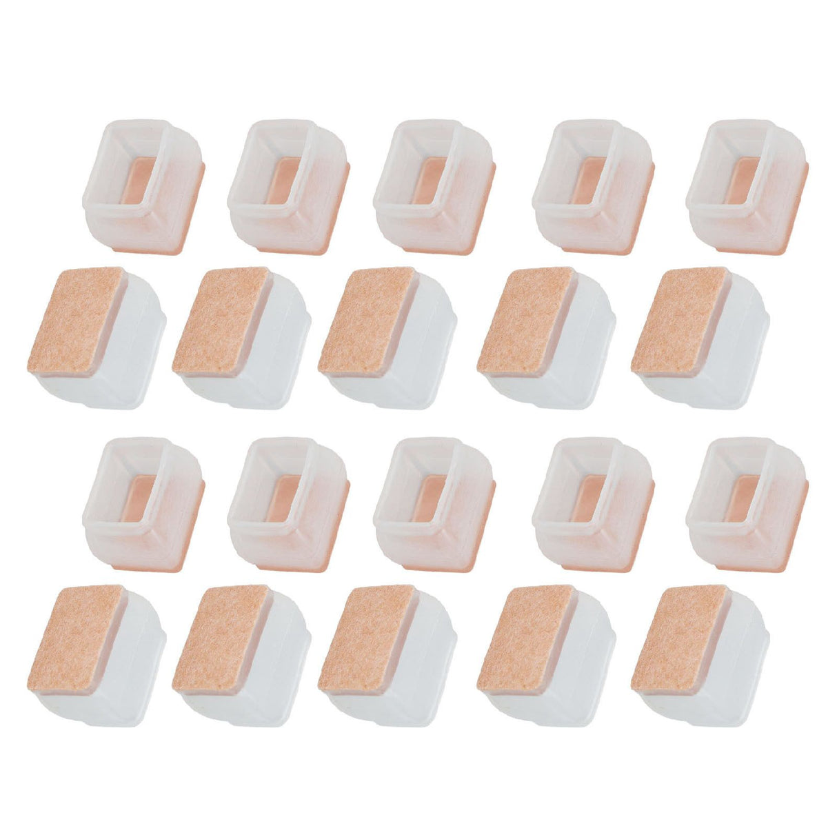 20Pcs Chair Leg Protector for Hardwood Floor Rubber Felt Furniture Pad Cover Non Scratches Noise Transparent Rectangle S