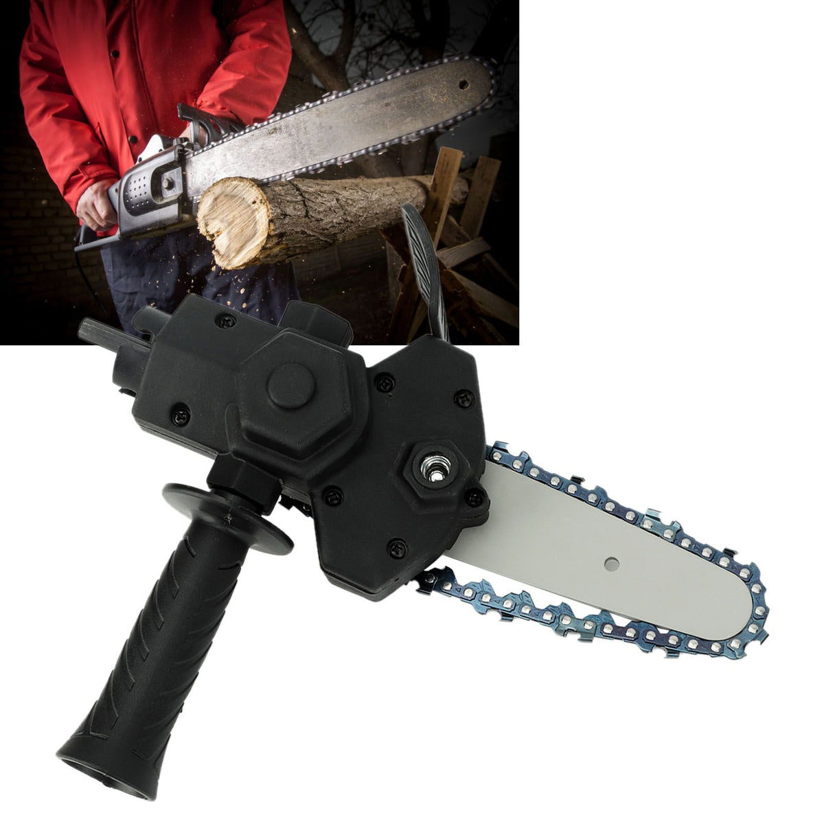 Chainsaw Attachment Electric Drill Modified To Chainsaw Attachment One Handed Electric Chain Saw for Wood Cutting 10.2cm / 4in