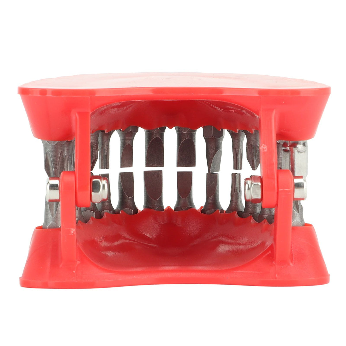 Denture Drill Bit Holder Denture Screwdriver Organizer 3D Sculpture Desk Decor 28 Holes Red With Bits