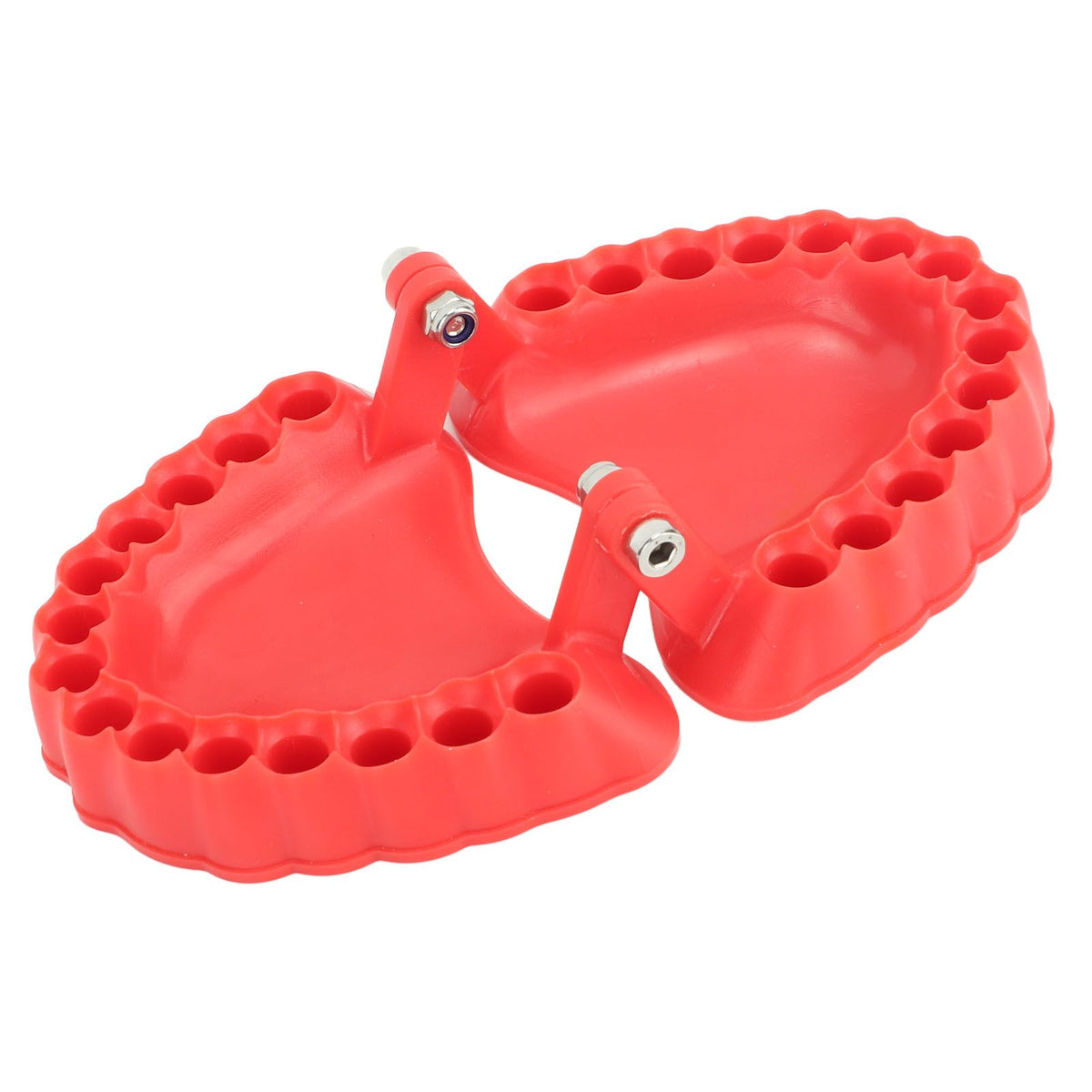Denture Drill Bit Holder Denture Screwdriver Organizer 3D Sculpture Desk Decor 28 Holes Red Without Bits