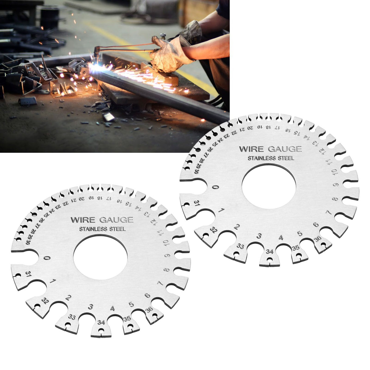 2pcs Stainless Steel Thickness Gauges Professional Standard Metal Sheets Welding Thickness Gauge Type 2