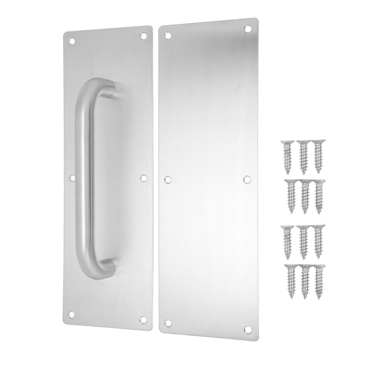 Pull Push Door Plate Handle with Screws 304 Stainless Steel White Oval Handle for Offices Hotels Restaurants