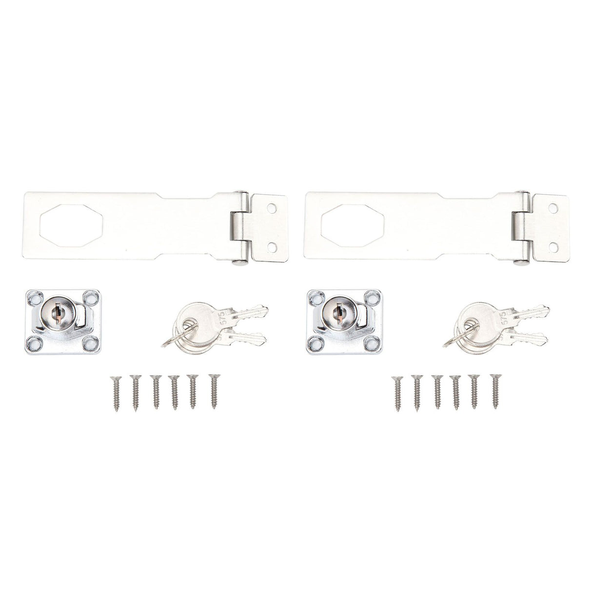 2PCS Keyed Hasp Locks 201 Stainless Steel Zinc Alloy Twist Knob Catch Latch Safety Lock for Cabinets Doors Silver
