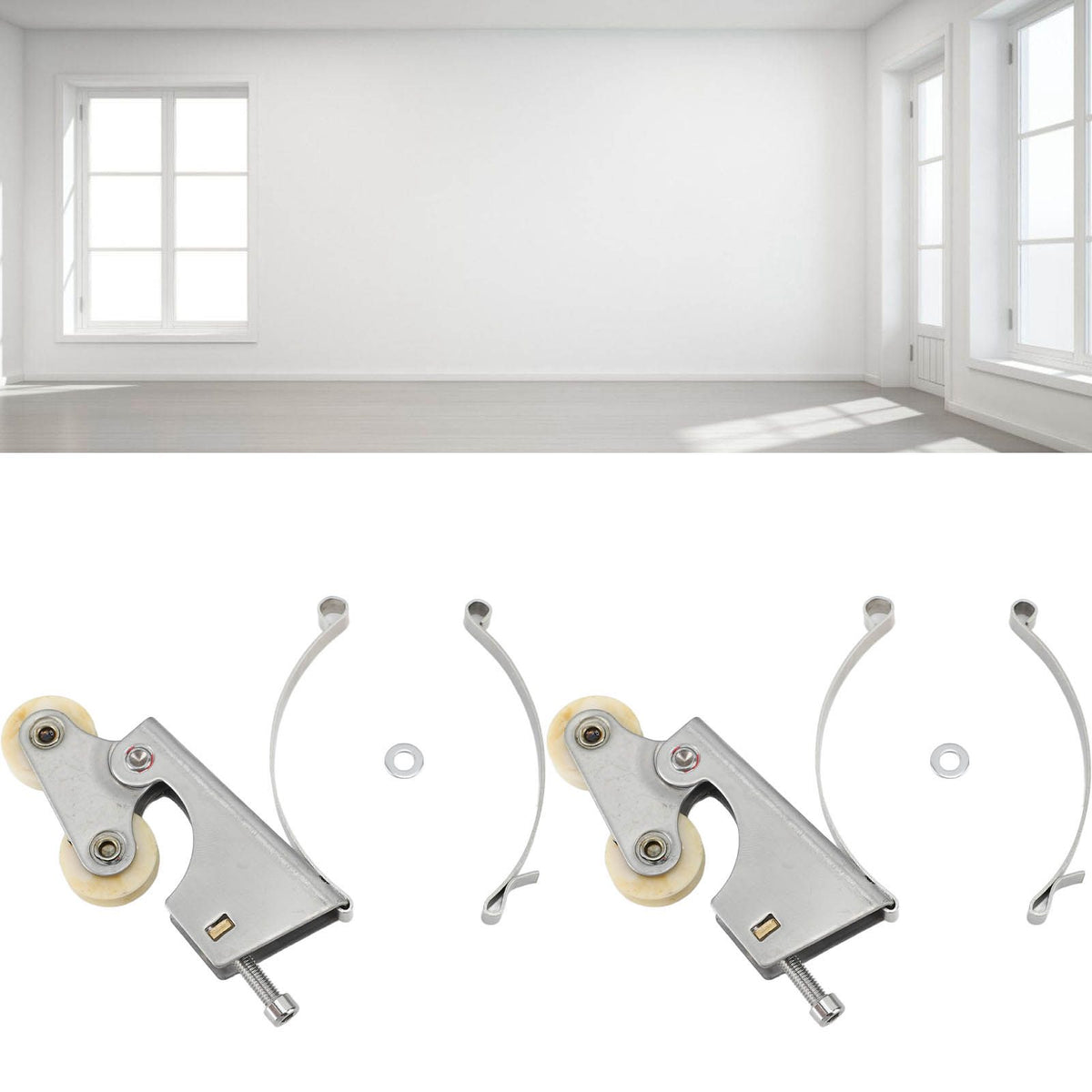 2PCS Wardrobe Pulley Stainless Steel Sliding Door Roller Wheels Waterproof Copper Core for Closet Cabinet Furniture Bathroom Concave