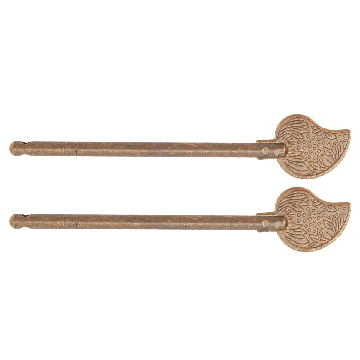 2 Pcs Door Latch Locking Pin 11cm Leaf Shape Retro Style Brass Cabinet Key Latch Bolt Locking Pin