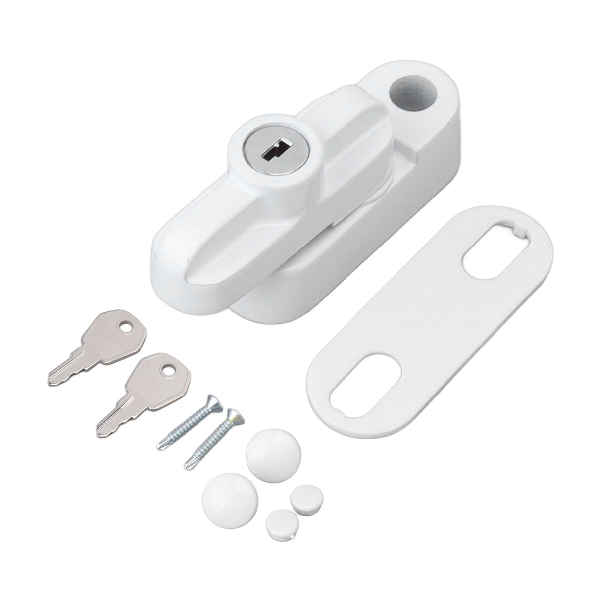 External Window Lock Catch Aluminum Alloy Anti Theft Flat Window Buckle Lock for Single Double Windows White