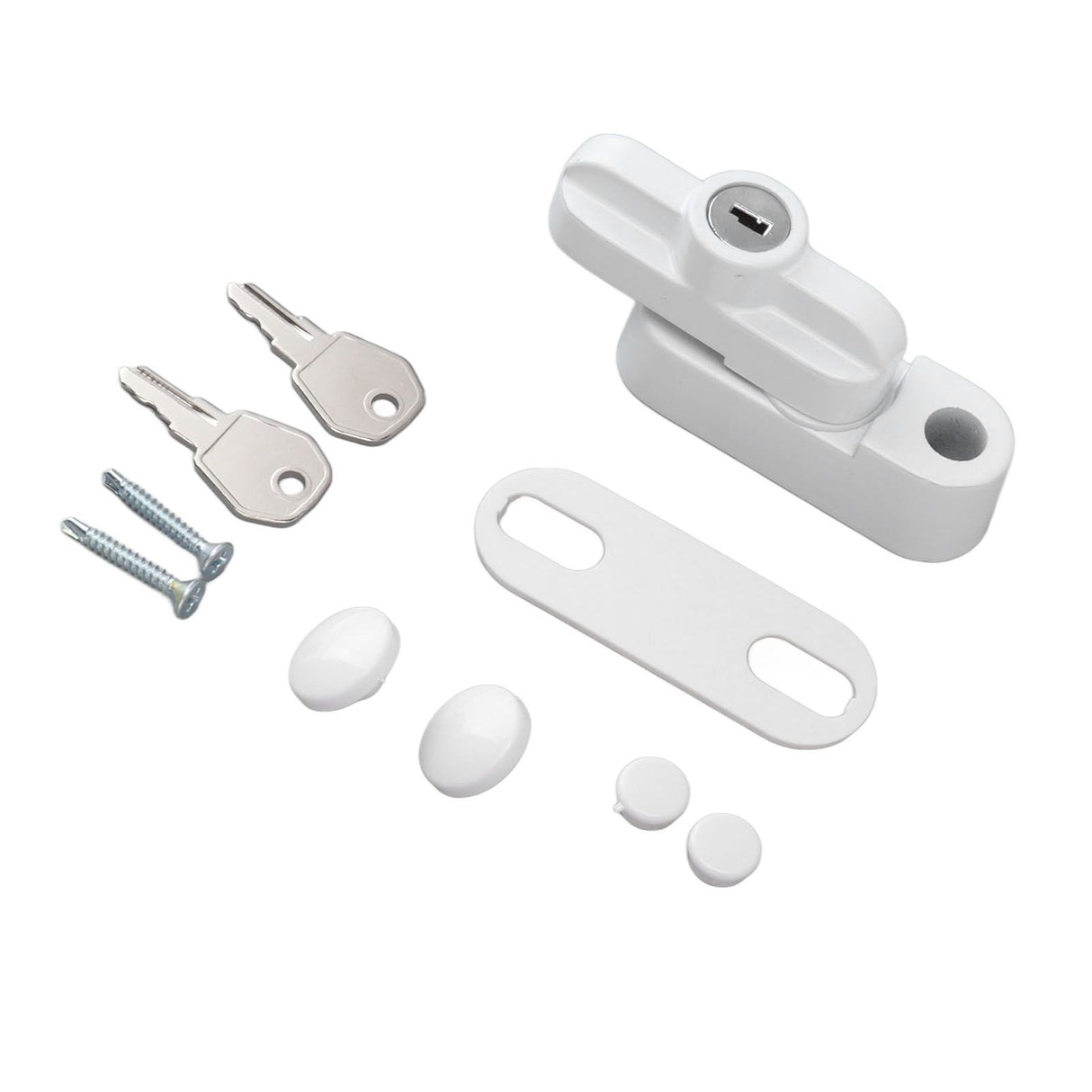 External Window Lock Catch Aluminum Alloy Anti Theft Flat Window Buckle Lock for Single Double Windows White
