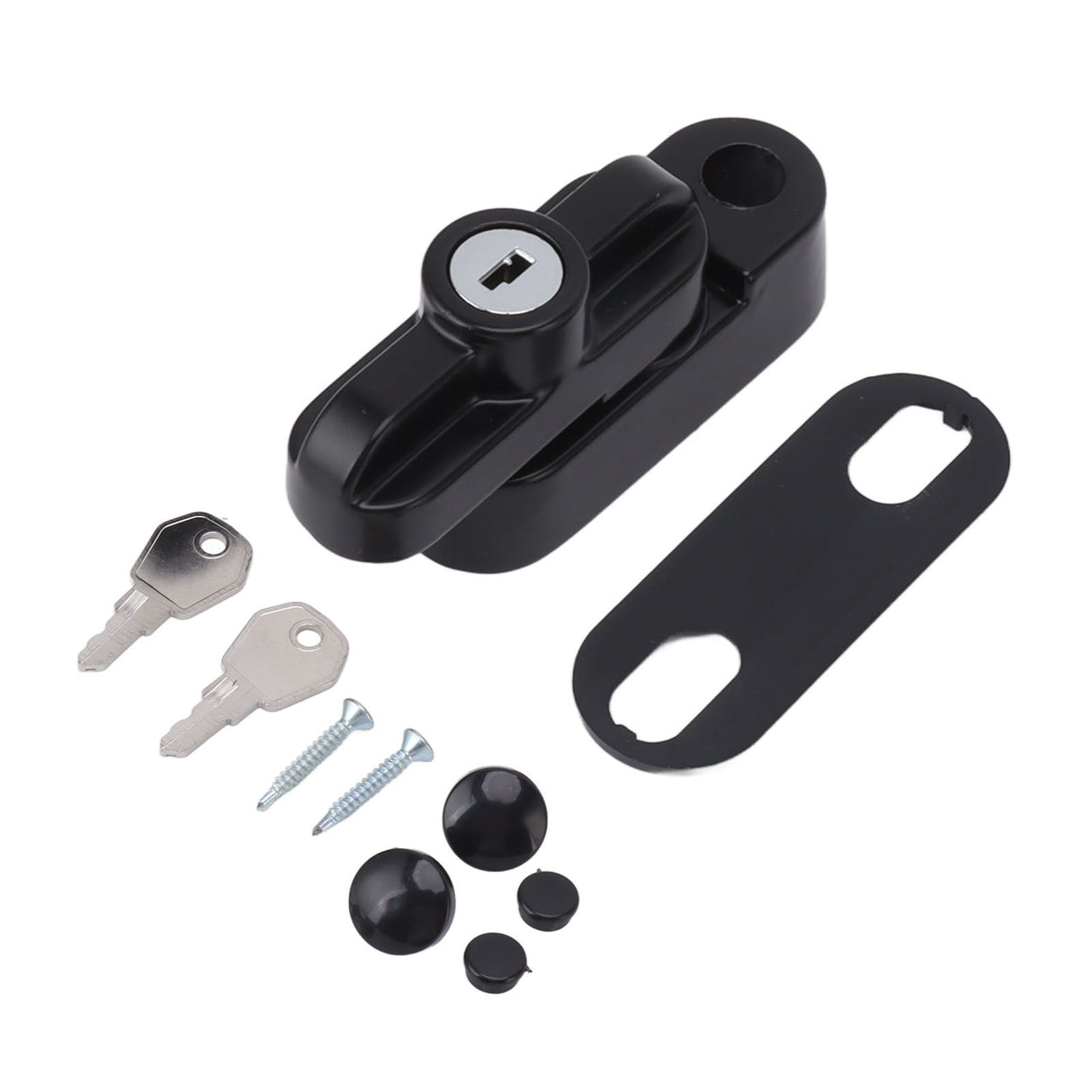 External Window Lock Catch Aluminum Alloy Anti Theft Flat Window Buckle Lock for Single Double Windows Black