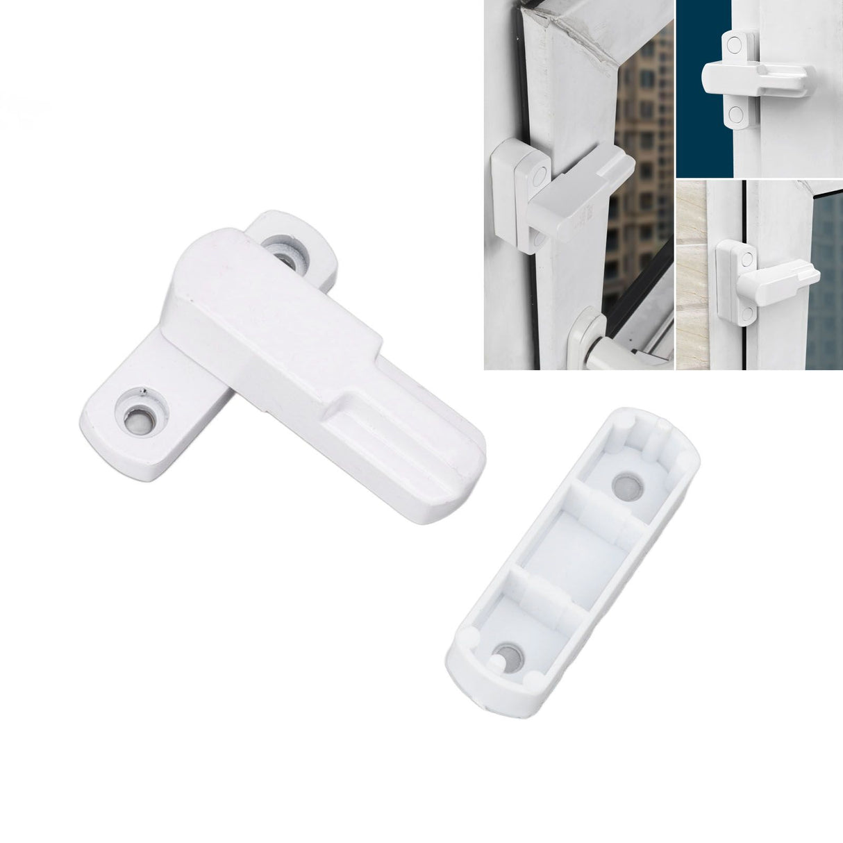 Window Sash Lock Aluminum Alloy T Type Sliding Window Latch Child Proof Safety Lock for Home Security White