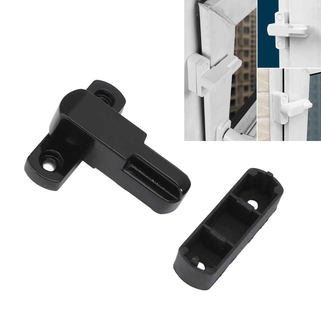 Window Sash Lock Aluminum Alloy T Type Sliding Window Latch Child Proof Safety Lock for Home Security Black