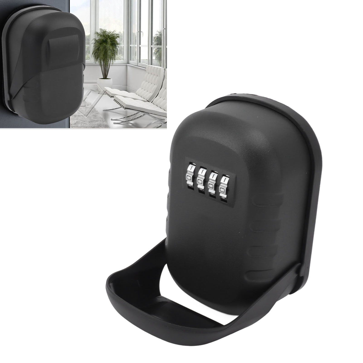 Key Lock Box Safe Security Wall Mounted Waterproof Password Combination Lock Storage Box for House Key Matte Black