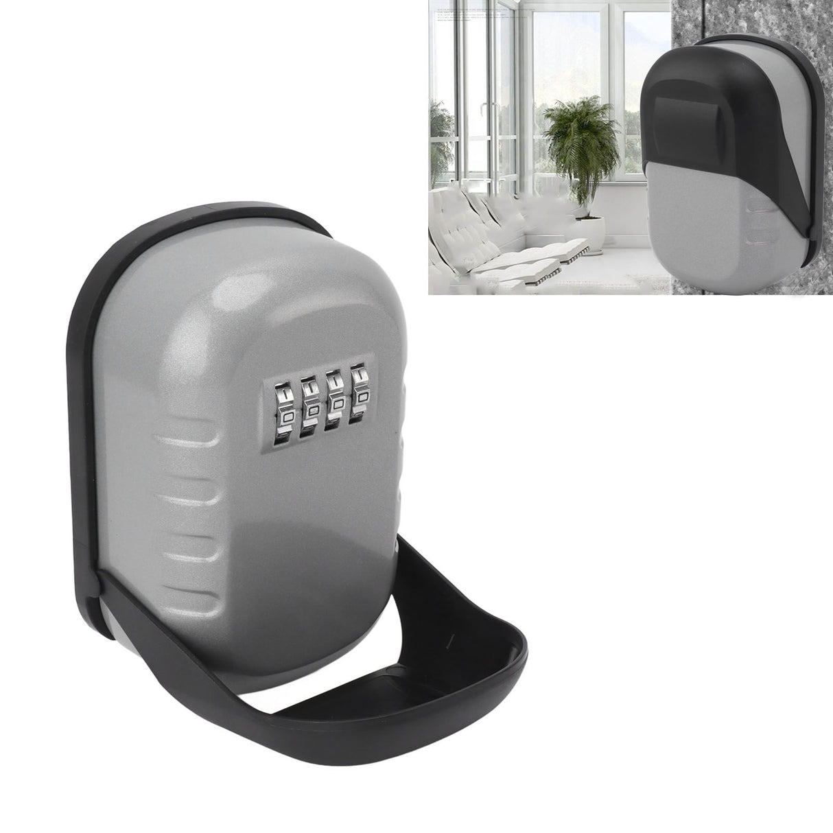 Key Lock Box Safe Security Wall Mounted Waterproof Password Combination Lock Storage Box for House Key Flash Silver