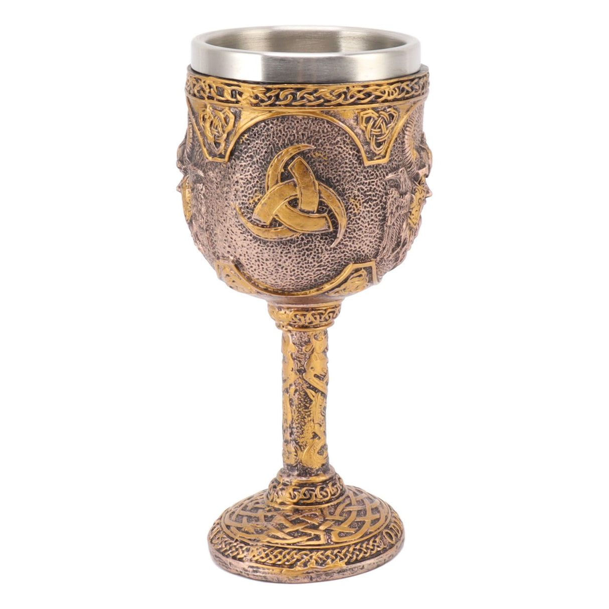 Nordic Viking Goblet Retro Resin Stainless Steel Beer Cup for Cocktails Whisky Red Wine