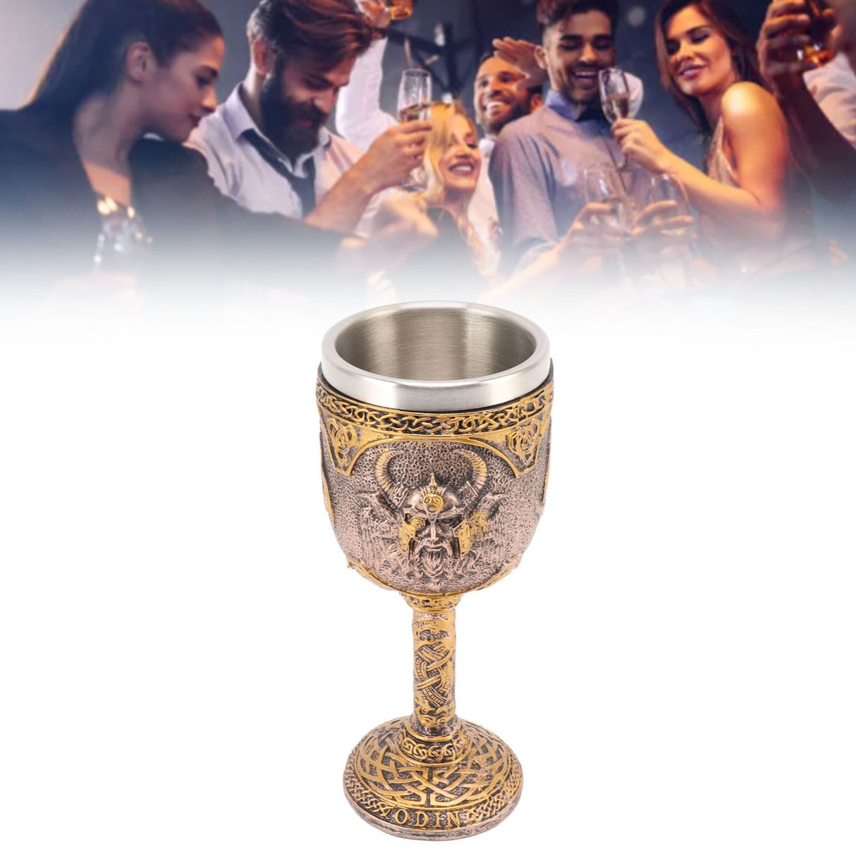 Nordic Viking Goblet Retro Resin Stainless Steel Beer Cup for Cocktails Whisky Red Wine
