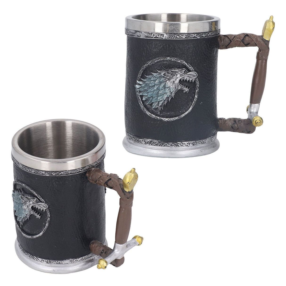 Stainless Steel Liner Mug Resin Decorative Hand Painted Beer Cup for Home Bar KTV Restaurant Large