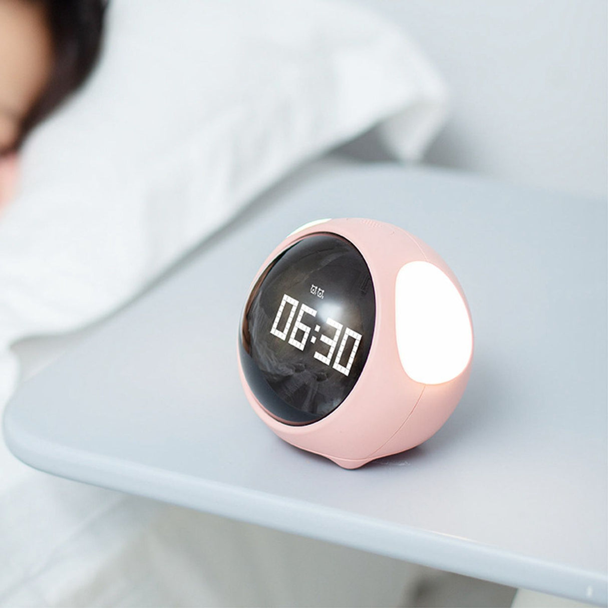 Expression Clock Cute Dog Shape Multifunctional LED Digital Alarm Clock Voice Activated Night Light Pink