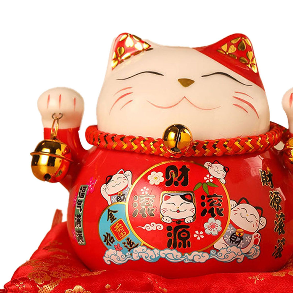 Lucky Cat Coin Bank 4.5in Exquisite Cute Bring Luck Good Wish Ceramic Fortune Cat Saving Pot Desk Decoration Red