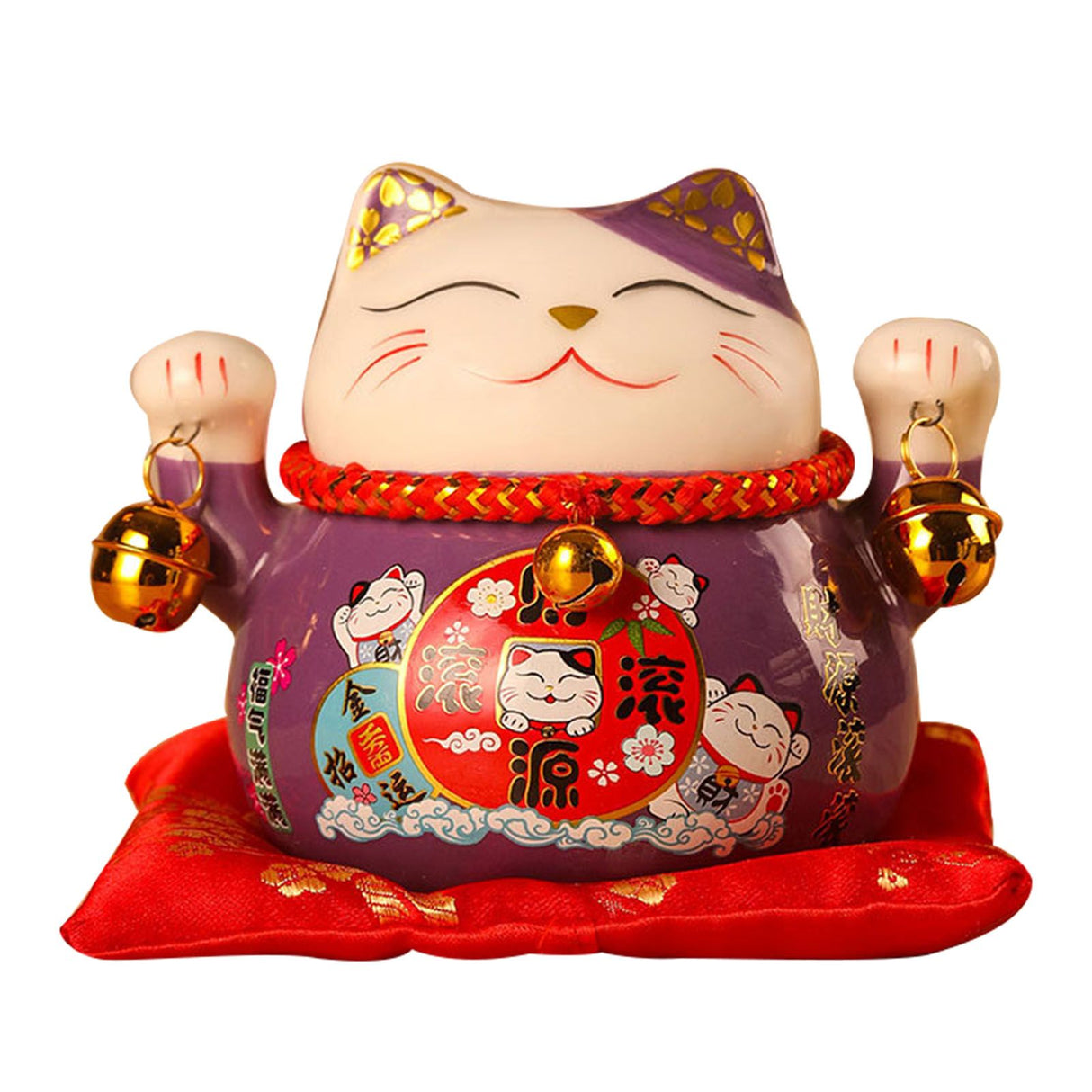Lucky Cat Coin Bank 4.5in Exquisite Cute Bring Luck Good Wish Ceramic Fortune Cat Saving Pot Desk Decoration Purple
