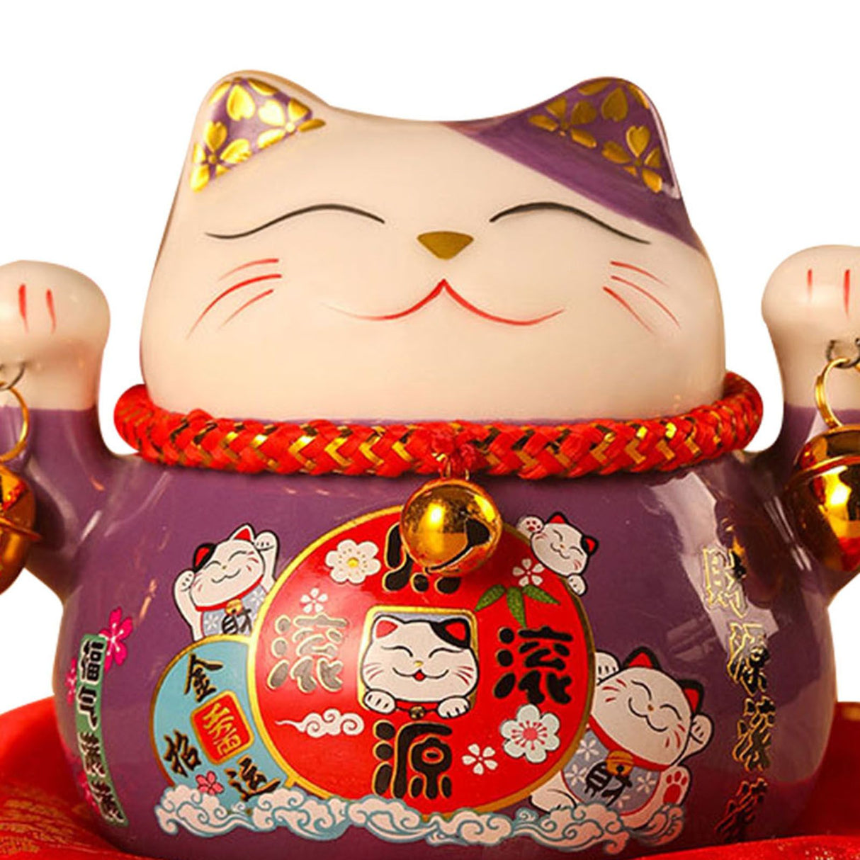 Lucky Cat Coin Bank 4.5in Exquisite Cute Bring Luck Good Wish Ceramic Fortune Cat Saving Pot Desk Decoration Purple
